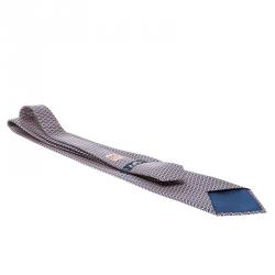 Pre Owned Hermes Blue and Pink Printed Silk Tie