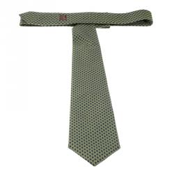 Pre Owned Hermes Multicolor Woven Silk Tie