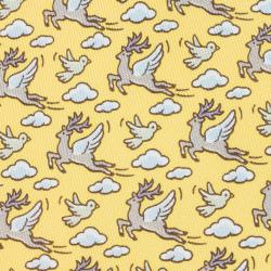 Pre Owned Hermes Yellow Flying Reindeer Print Silk Tie