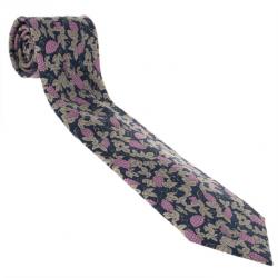 Pre Owned Hermes Blue and Purple Grapes Print Tie