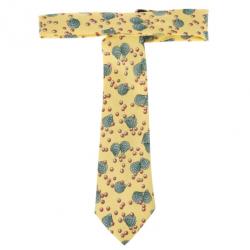 مملوكة مسبقًا Hermes Yellow Shell and Pearl Print Tie