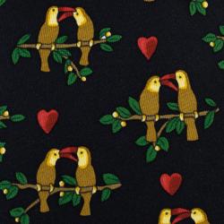 Pre Owned Hermes Black Love Bird Print Vintage Silk Tie