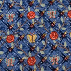 Pre Owned Hermes Blue Butterfly and Floral Print Silk Tie