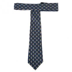 Pre Owned Hermes Blue Ribbon Print Silk Tie