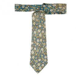 مملوكة مسبقًا Hermes Blue and Green Floral Silk Tie
