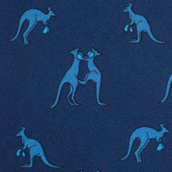 Pre Owned Hermes Blue Boxing Kangaroo Print Silk Tie