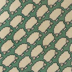 Pre Owned Hermes Green Sheep Print Silk Tie