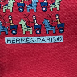 Hermes Red Horse Carriage Printed Silk Pocket Square Hermes | The ...