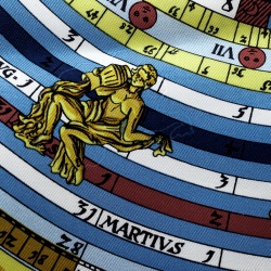 Hermes Navy Blue Printed Silk Dies et Hore Pocket Square