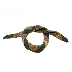 Hermes Green Printed Silk Pocket Square