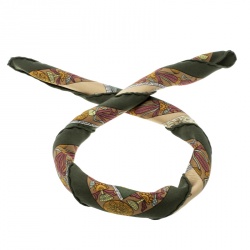 Hermes Green Printed Silk Pocket Square