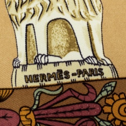 Hermes Green Printed Silk Pocket Square