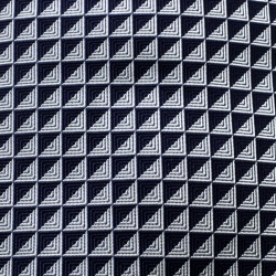 Pre Owned Hermes Navy Blue and White Geometric Pattern Silk Jacquard Tie