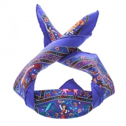 Hermes Blue Peuple Du Vent Printed Silk Pocket Square
