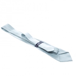 Pre Owned Hermes Powder Blue H Pattern Silk Jacquard Traditional Tie