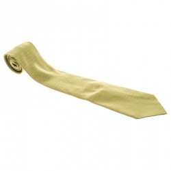 Pre Owned Hermes Lime Green H Pattern Silk Jacquard Traditional Tie