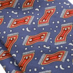 Pre Owned Hermes Blue Magic Carpet Print Silk Tie