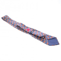 Pre Owned Hermes Blue Magic Carpet Print Silk Tie