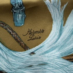 Pre Owned Hermes Green A Propos de Bottes Silk Pocket Square