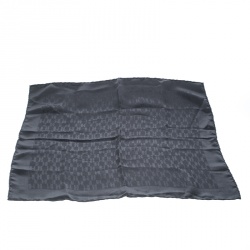 Pre Owned Hermes Black Grand H Pattern Silk Jacquard Pocket Square