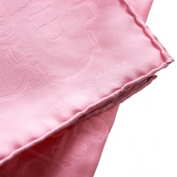 مملوكة مسبقًا منديل جيب هيرمس حرير جاكارد بنقوش هورسبيت وردي مربع