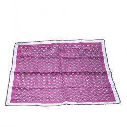 مملوكة مسبقًا منديل جيب هيرمس إيكويستريان رايدر حرير بنفسيجي ورصاصي مربع