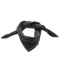 مم لوكة مسبقًا Hermes Charcoal Grey Horsebit Printed Silk Pocket Square