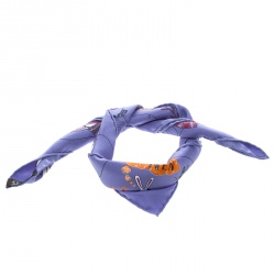 Pre Owned Hermes Blue Les Confessions Printed Silk Pocket Square