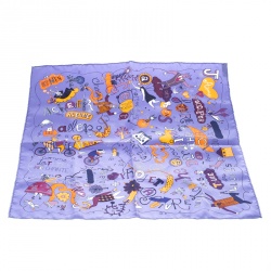 Pre Owned Hermes Blue Les Confessions Printed Silk Pocket Square