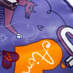 Pre Owned Hermes Blue Les Confessions Printed Silk Pocket Square