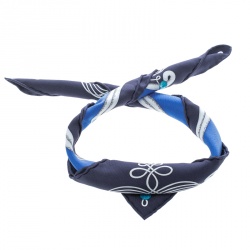 Pre Owned منديل جيب هيرمس حرير بنقوش براندبرو ج ميلاتري أزرق مربع