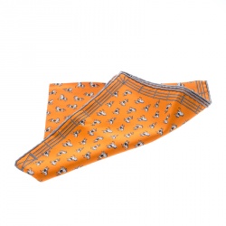 مملوكة مسبقًا Hermes Orange Equestrian Fence Printed Silk Pocket Square