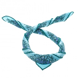 مملوكة مسبقًا Hermes Blue and Green Floral Printed Silk Pocket Square