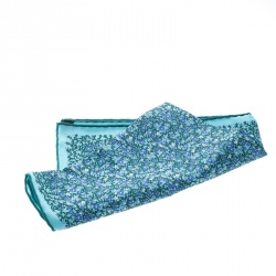 مملوكة مسبقًا Hermes Blue and Green Floral Printed Silk Pocket Square