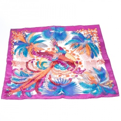 Pre Owned Hermes Multicolor Mythiques Phoenix Printed Silk Pocket Square
