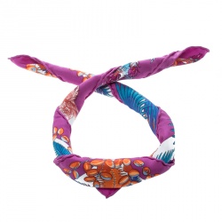 Pre Owned Hermes Multicolor Mythiques Phoenix Printed Silk Pocket Square