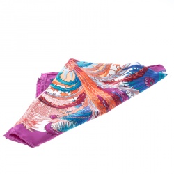 Pre Owned Hermes Multicolor Mythiques Phoenix Printed Silk Pocket Square