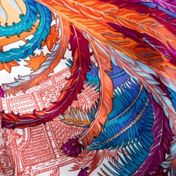 Pre Owned Hermes Multicolor Mythiques Phoenix Printed Silk Pocket Square
