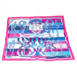 Hermes Multicolor Della Cavalleria Printed Silk Pocket Square