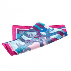 Hermes Multicolor Della Cavalleria Printed Silk Pocket Square