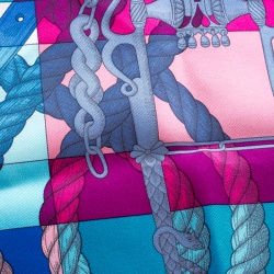 Hermes Multicolor Della Cavalleria Printed Silk Pocket Square