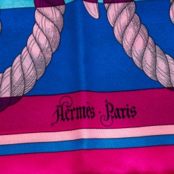 Hermes Multicolor Della Cavalleria Printed Silk Pocket Square