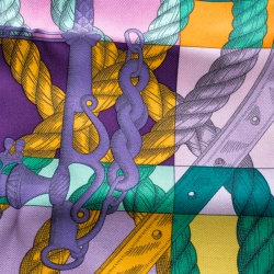 Pre Owned Hermes Multicolor Della Cavalleria Printed Silk Pocket Square