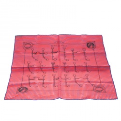 مملوكة مسبقًا Hermes Red and Blue Mors De Selle Printed Polka Dotted Silk Pocket Square
