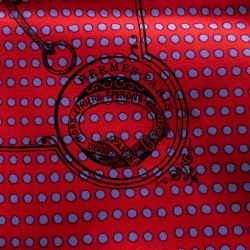 مملوكة مسبقًا Hermes Red and Blue Mors De Selle Printed Polka Dotted Silk Pocket Square