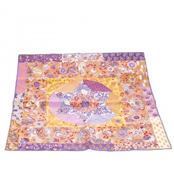 Pre Owned Hermes Pique Fleuri De Provence Printed Silk Pocket Square