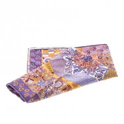 Pre Owned Hermes Pique Fleuri De Provence Printed Silk Pocket Square