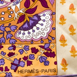Pre Owned Hermes Pique Fleuri De Provence Printed Silk Pocket Square