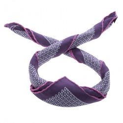 Pre Owned Hermes Purple Cursive H Pattern Printed Silk Pocket Square 