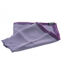 Pre Owned Hermes Purple Cursive H Pattern Printed Silk Pocket Square 